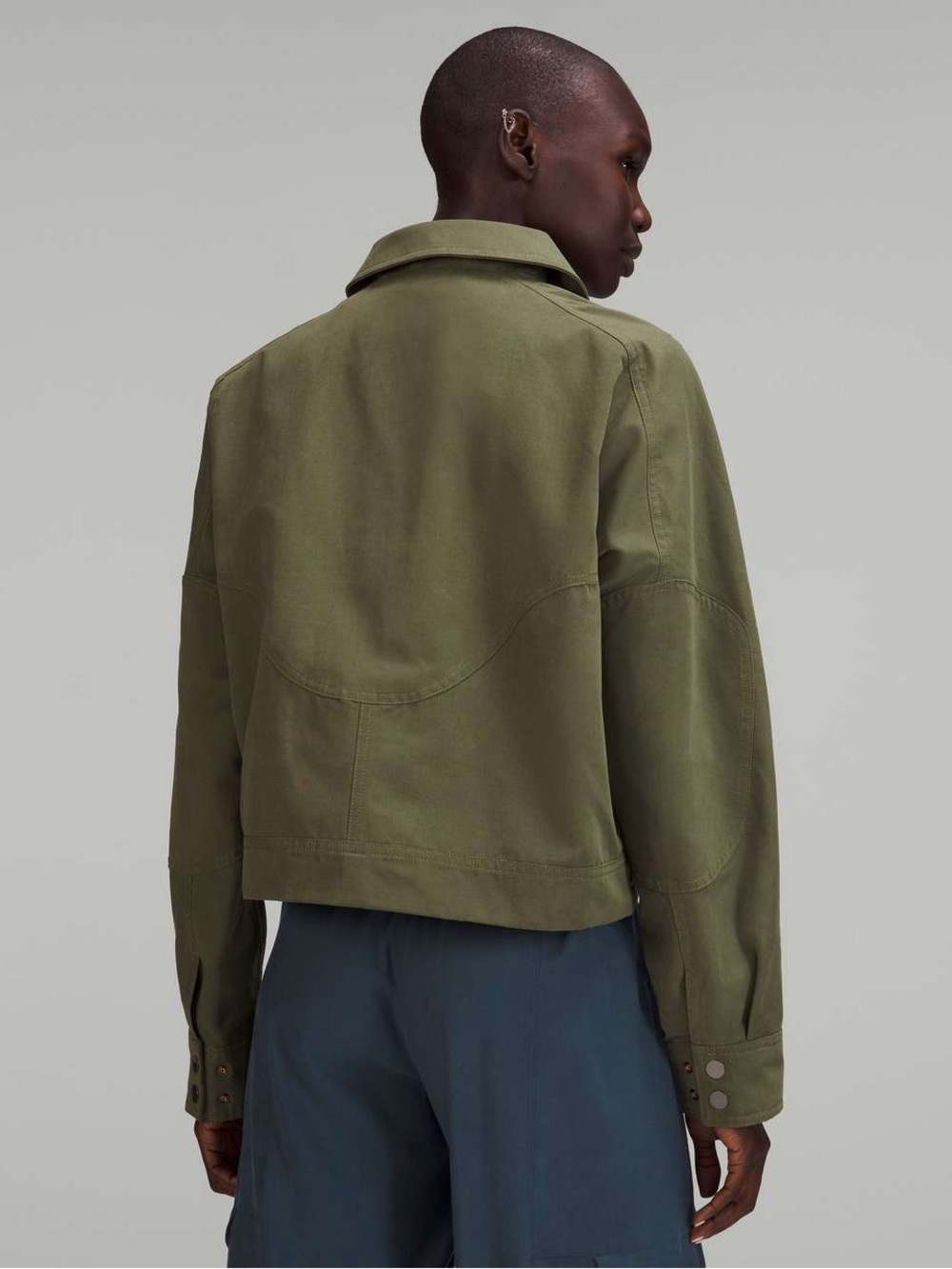 NWOT Cotton Shirt Jacket Medium Olive Size 6 - Picture 4 of 11